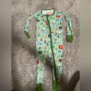 Little Sleepies Green Outdoor Forest Print Kids One Piece pajamas
